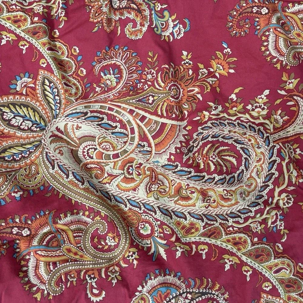 Vtg Lauren Ralph Lauren Comforter Full Queen Red Paisley Reverse Stripe